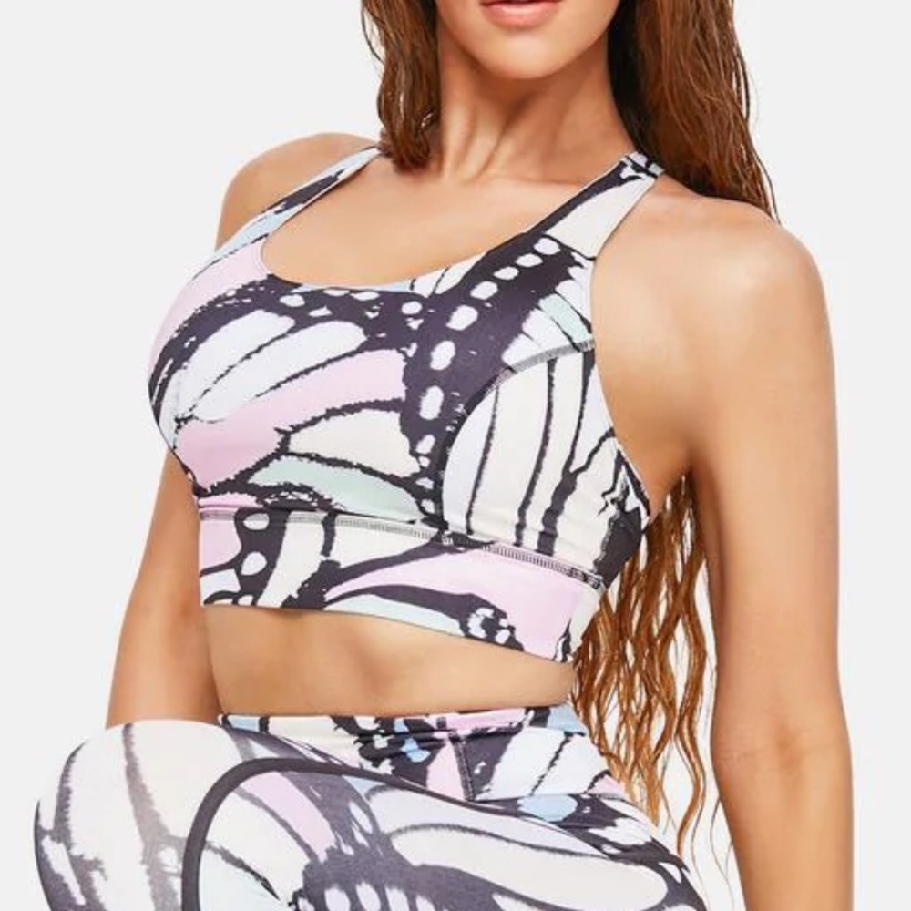 Free People FP Movement Ashford Printed Sports Bra in Butterfly Combo Sz XS NWT